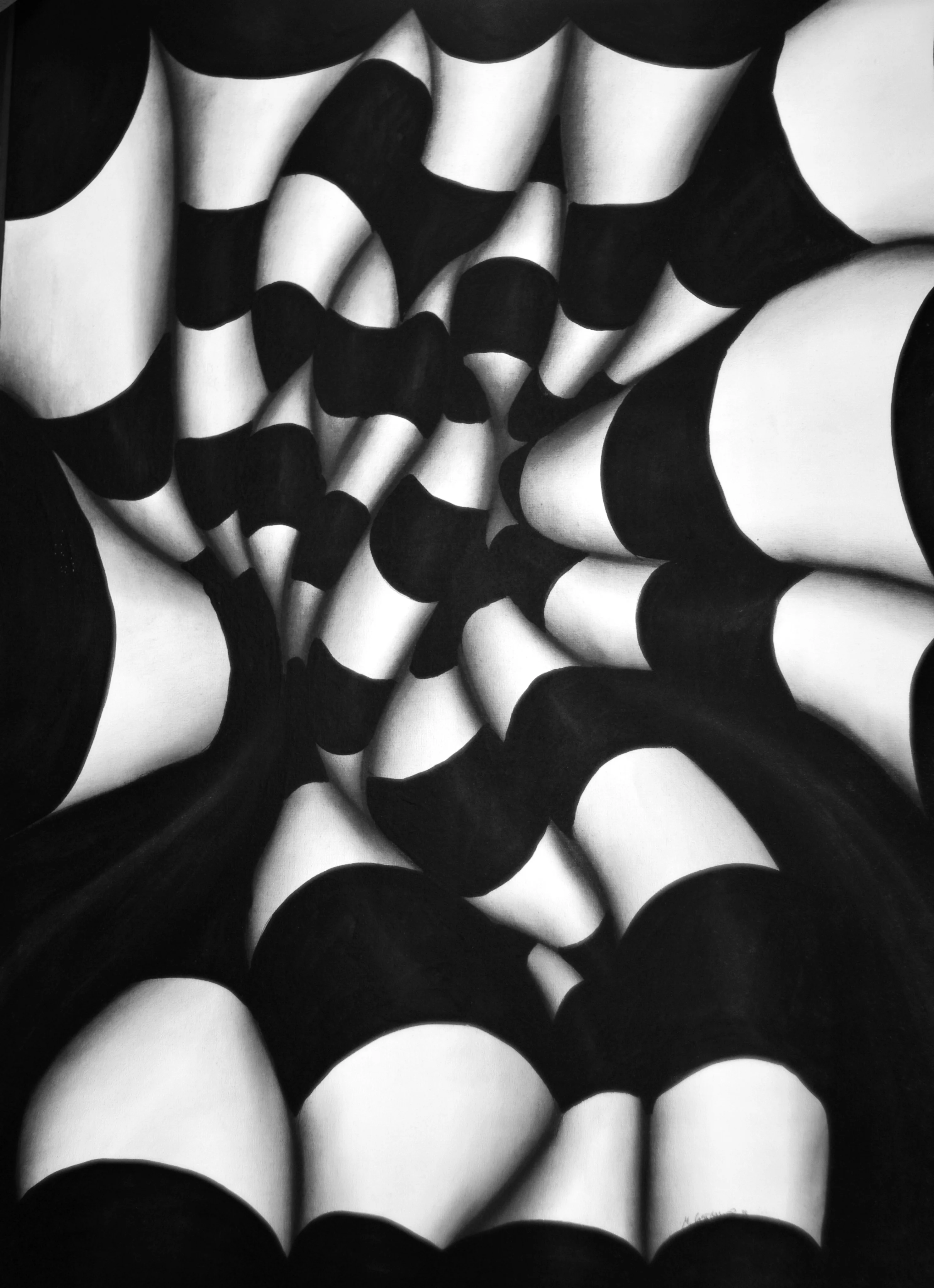 Composizione monocromatica con forme fluide